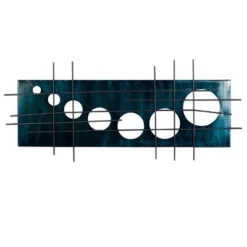 Metal Geometric Circle Cutouts Wall Decor Dark Blue - Olivia & May