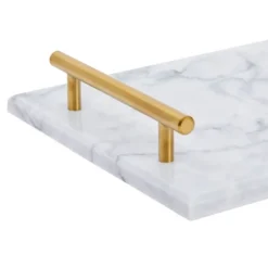 Rectangle Marble Serving Tray, Jewelry Trinket Tray, Perfume Tray, Bathroom Toilet Vanity Tray With Handle (White 15"x7.5"x0.4") -Home Decor Store GUEST f14e0fb4 f42c 469b 8db9 66b518e0210c