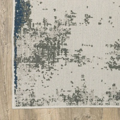 Trinity Modern Distressed Abstract Patio Area Rug Beige/Blue - Captiv8e Designs 9 Trinity Modern Distressed Abstract Patio Area Rug Beige/Blue - Captiv8e Designs - Image 7