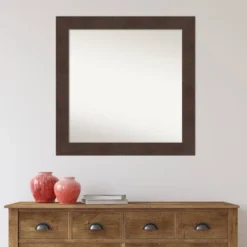 31" X 31" Non-Beveled Wildwood Brown Bathroom Wall Mirror - Amanti Art -Home Decor Store GUEST f6563e9a 8ad5 4247 b45b c6557f60bf67