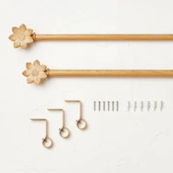 Flower Faux Wood Curtain Rod Natural Wood - Opalhouse™ Designed With Jungalow™ -Home Decor Store GUEST f708ce89 3ca5 424d 80e2 a01cb7dd58aa