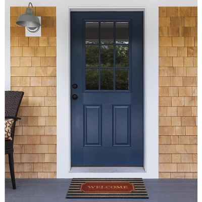 Kate Aurora Nantucket Coastal Striped Navy Colored Welcome Coir Bristled Outdoor All Season Welcome Mat - 18"x30" 4 Kate Aurora Nantucket Coastal Striped Navy Colored Welcome Coir Bristled Outdoor All Season Welcome Mat - 18"x30" - Image 2