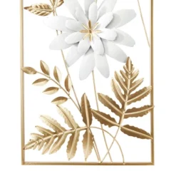 Set Of 2 Metal Floral Wall Decors With Gold Frame - Olivia & May -Home Decor Store GUEST fe73f945 b1ce 4a29 85df a89ad6285248